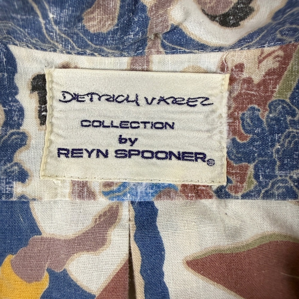 Reyn Spooner Dietrich Varez Vintage Reverse Print Surf Shirt Mens XL Blue Tan - Picture 3 of 14